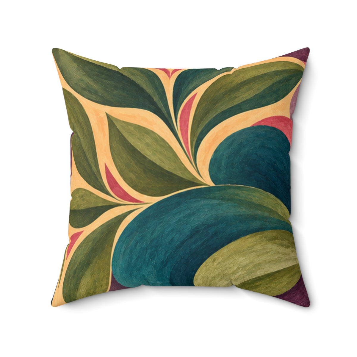 Abstract Floral Throw Pillow — Colorful Hand-Painted Swirl Design