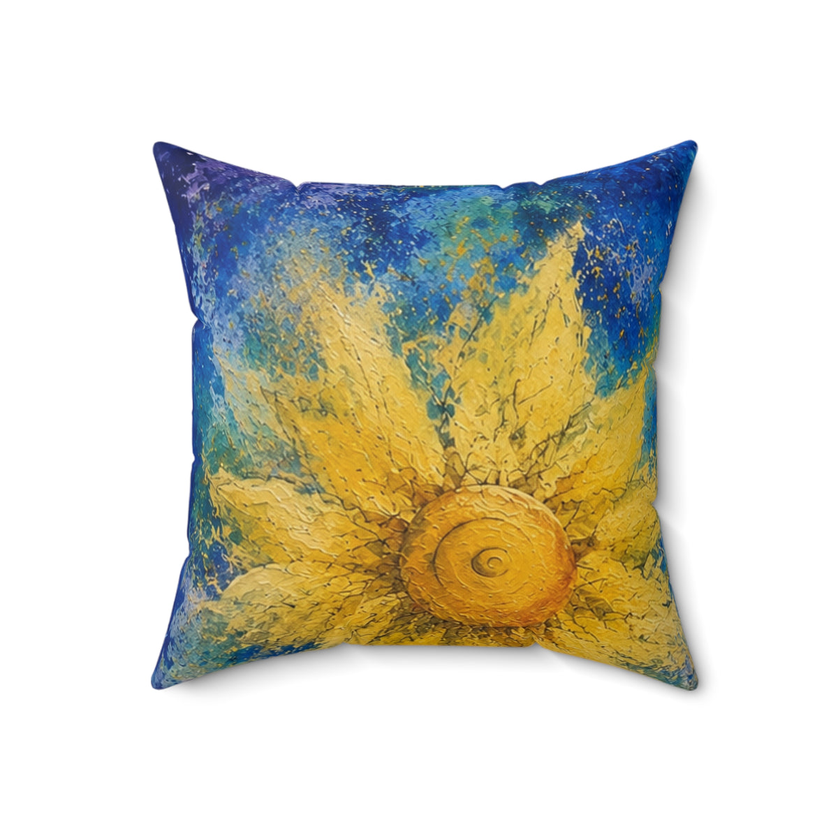 Sunflower Art Pillow — Bright Yellow Floral Decorative Throw Pillow