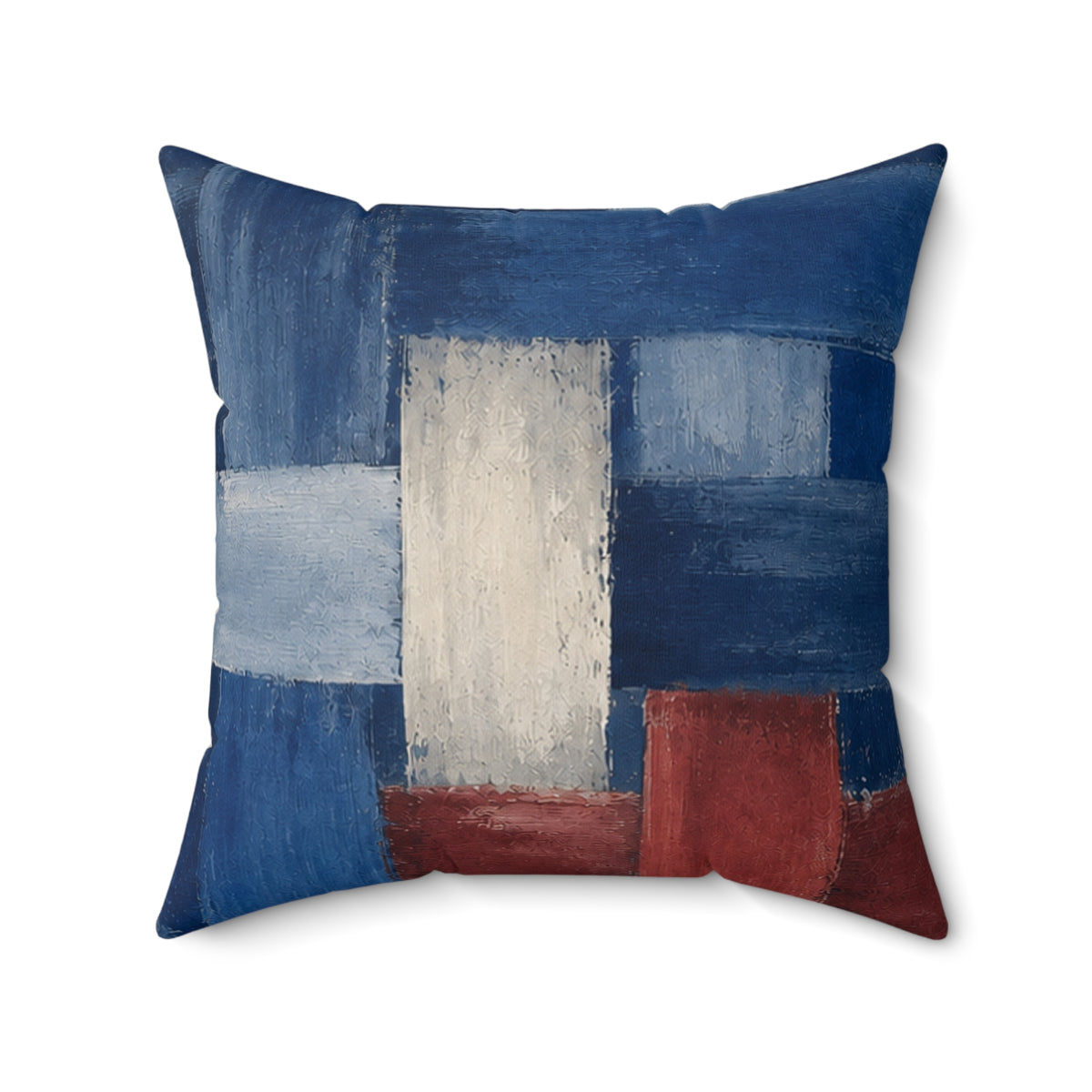 Abstract Blue Patchwork Decorative Pillow