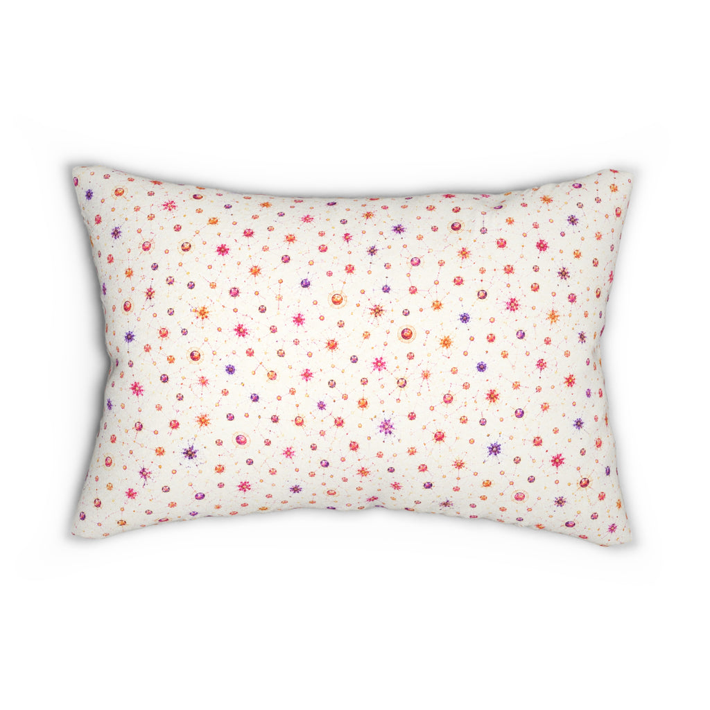 Floral Dot Lumbar Pillow — Pink & Coral Petite Flowers