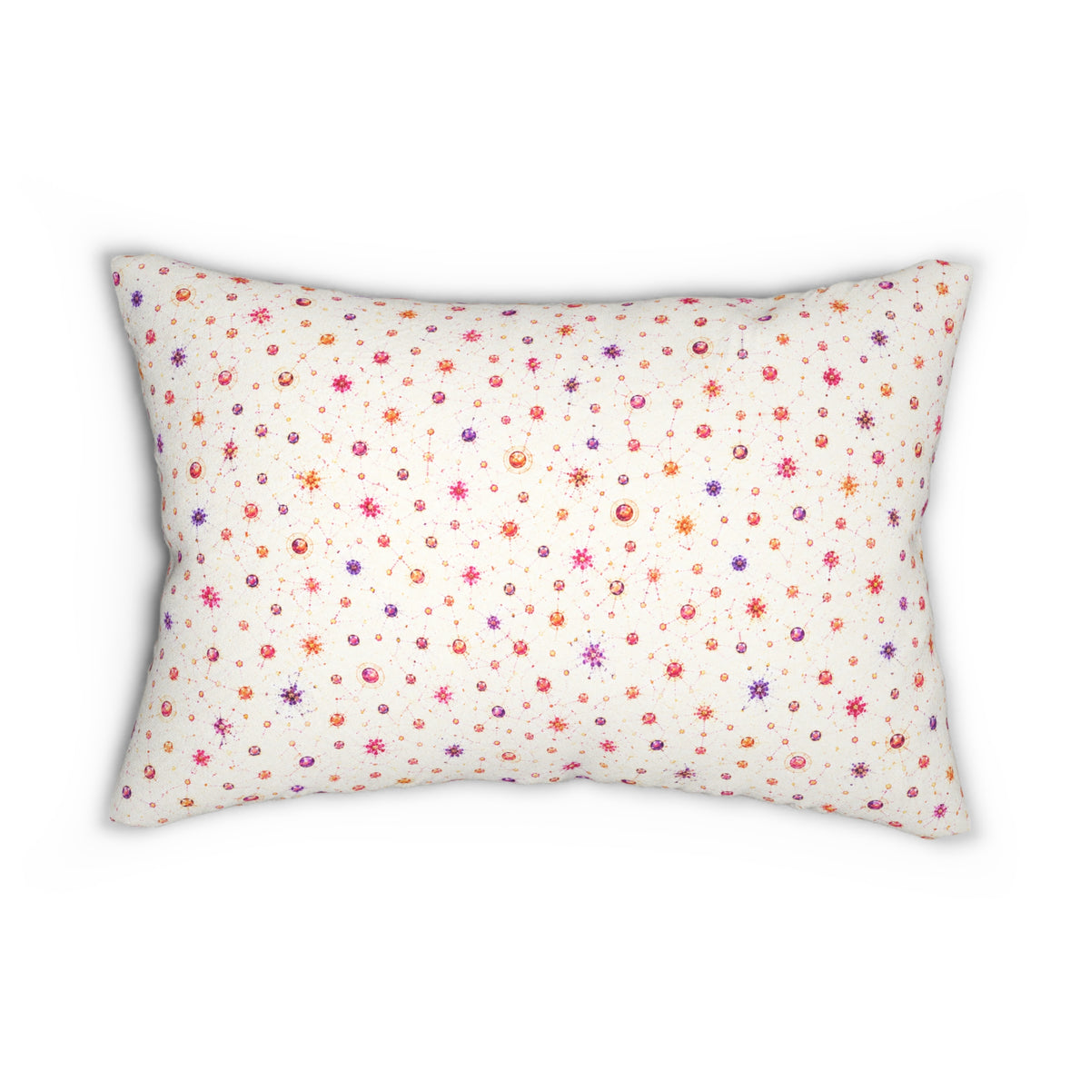 Floral Dot Lumbar Pillow — Pink & Coral Petite Flowers