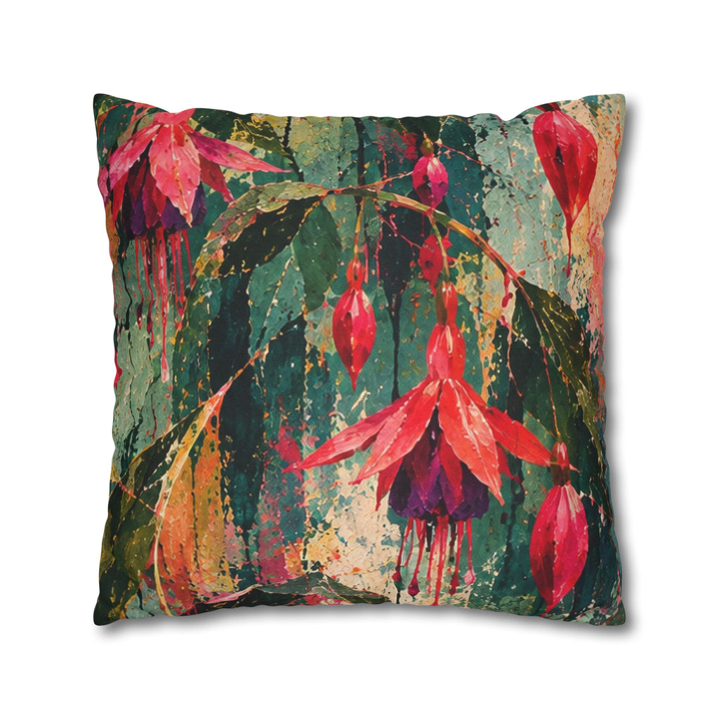 Cushion  covers soft botanical Red Floral Decorative Pillowcase - Vibrant Botanical Accent