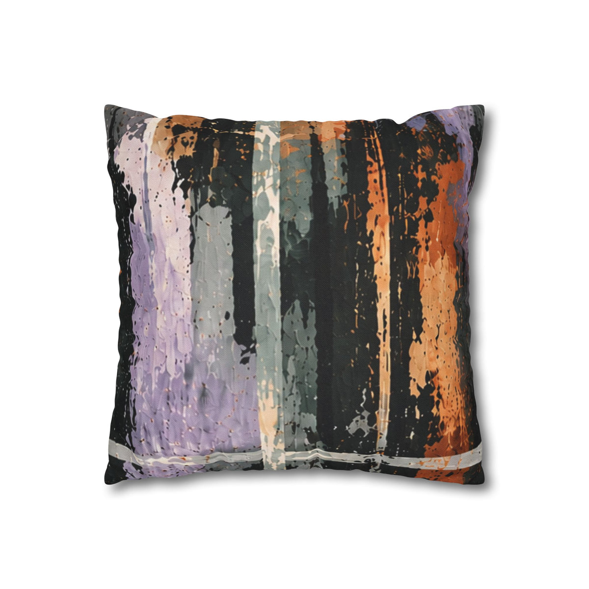 Abstract Striped Accent Pillowcase — Orange & Purple Modern Throw Pillow Cover