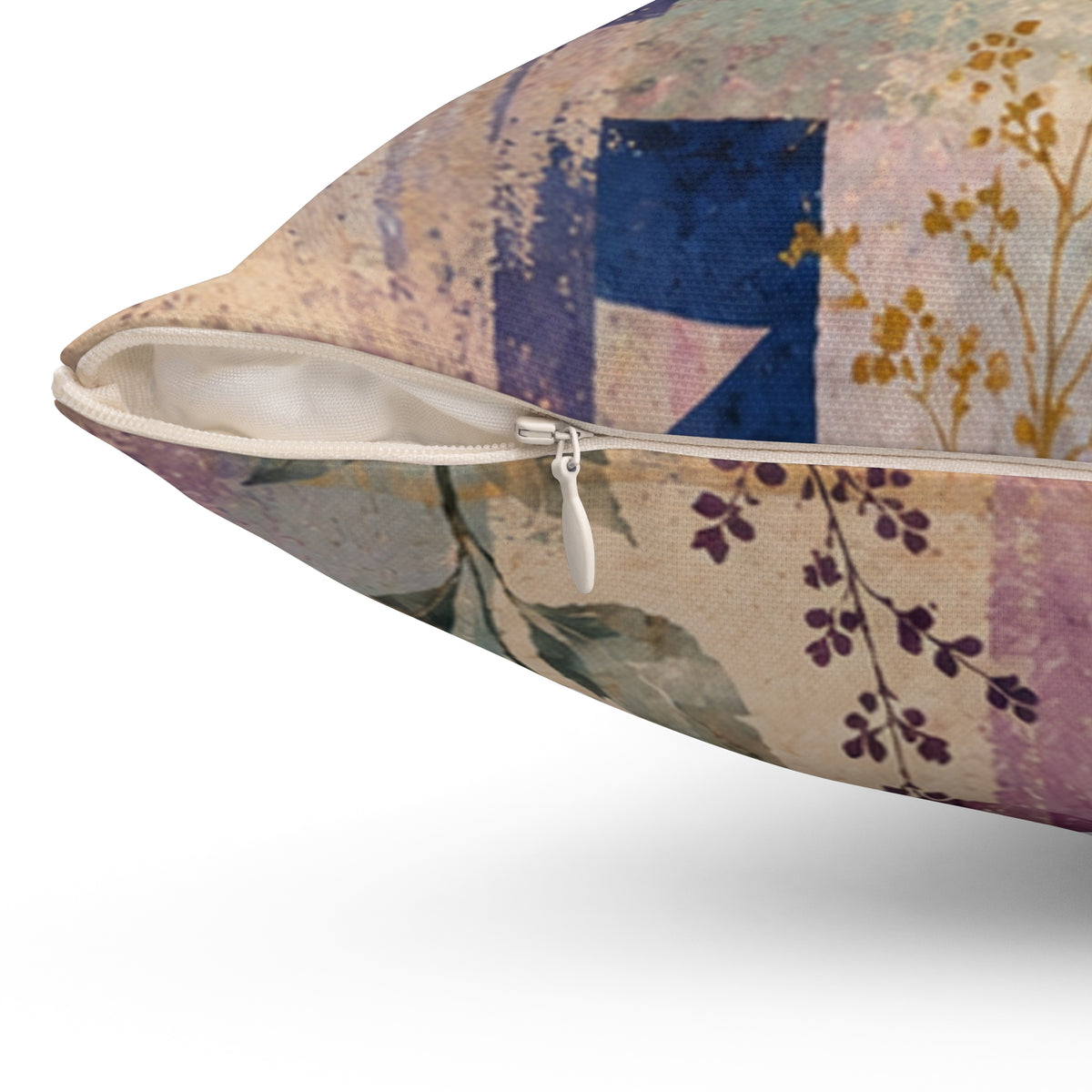 Abstract Floral Square Pillow — Pastel Geometric Accent Cushion