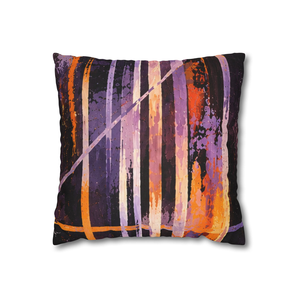 Abstract Night Stripe Pillowcase — Orange & Purple Modern Throw Pillow