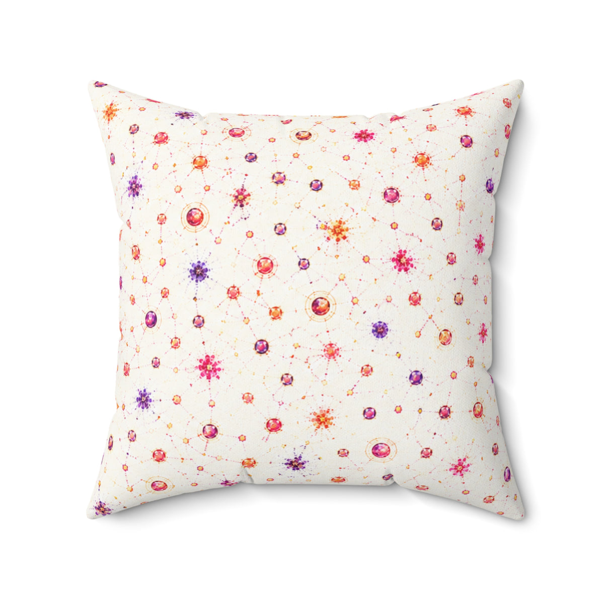 Floral Confetti Square Pillow — Pink & Orange Watercolor Ditsy Throw Pillow