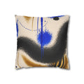 Abstract Blue & Gold Art Pillow - Modern Square Decorative Throw Pillowcase