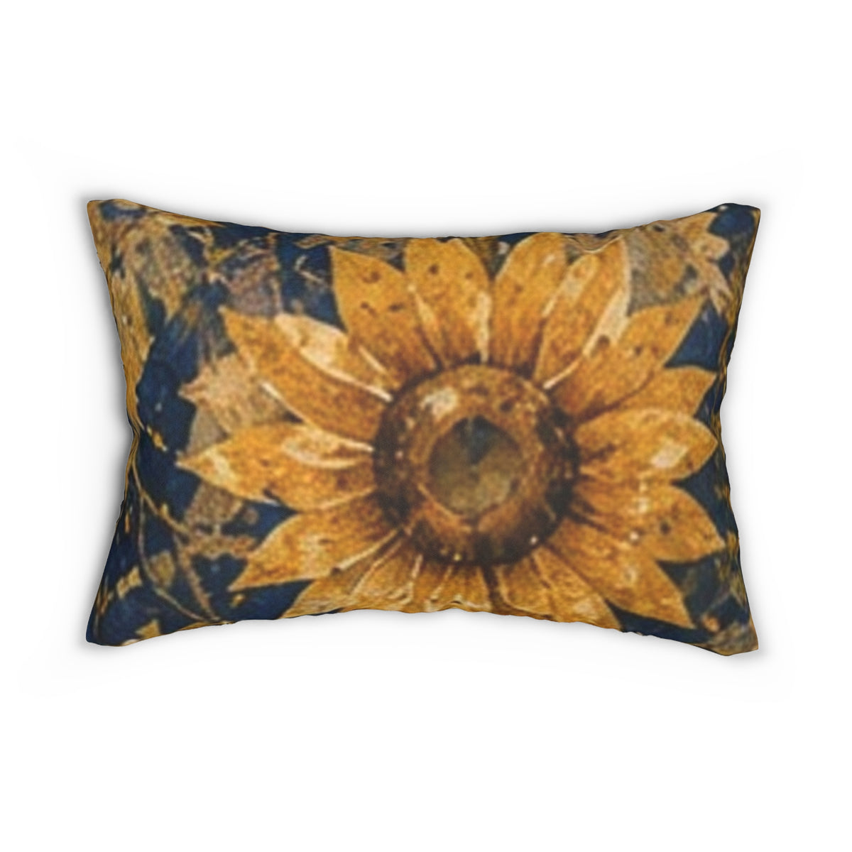 Sunflower Art Lumbar Pillow — Rustic Yellow Floral Accent