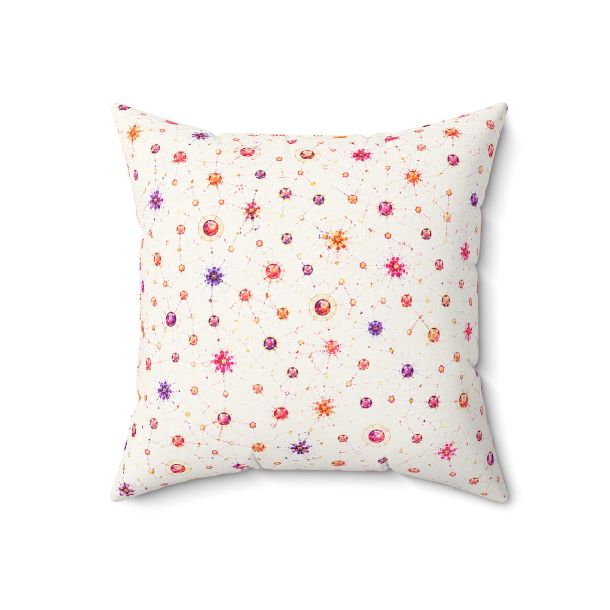 Floral Confetti Square Pillow — Pink & Orange Watercolor Ditsy Throw Pillow
