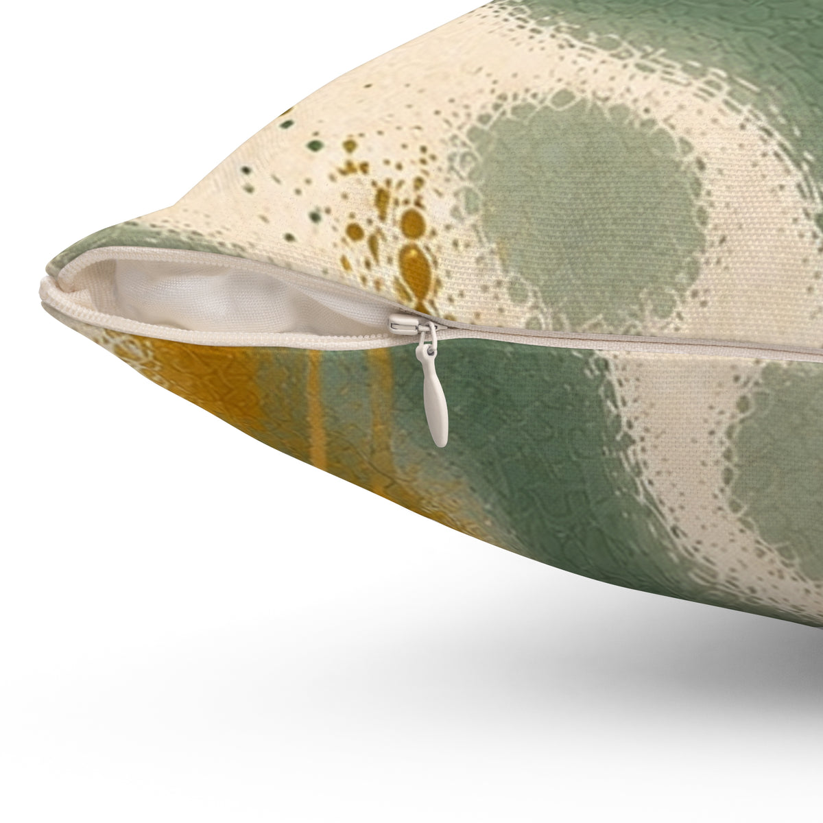 Abstract Green & Gold Throw Pillow — Modern Swirl Decorative Cushion