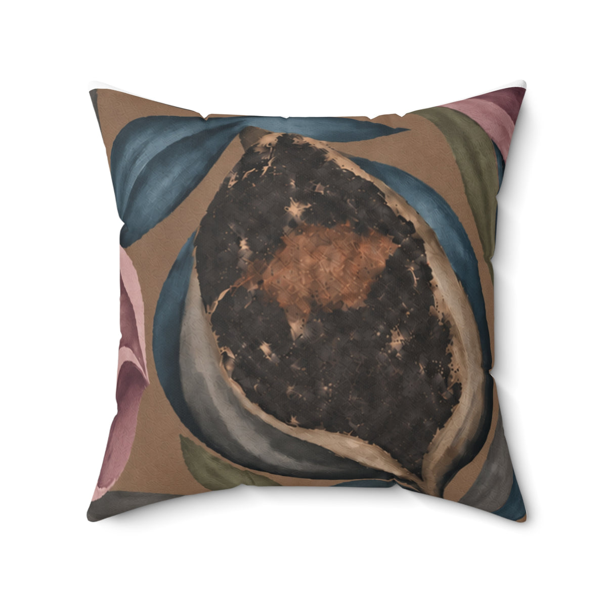 Botanical Velvet Floral Pillow — Mauve Magnolia Decorative Cushion