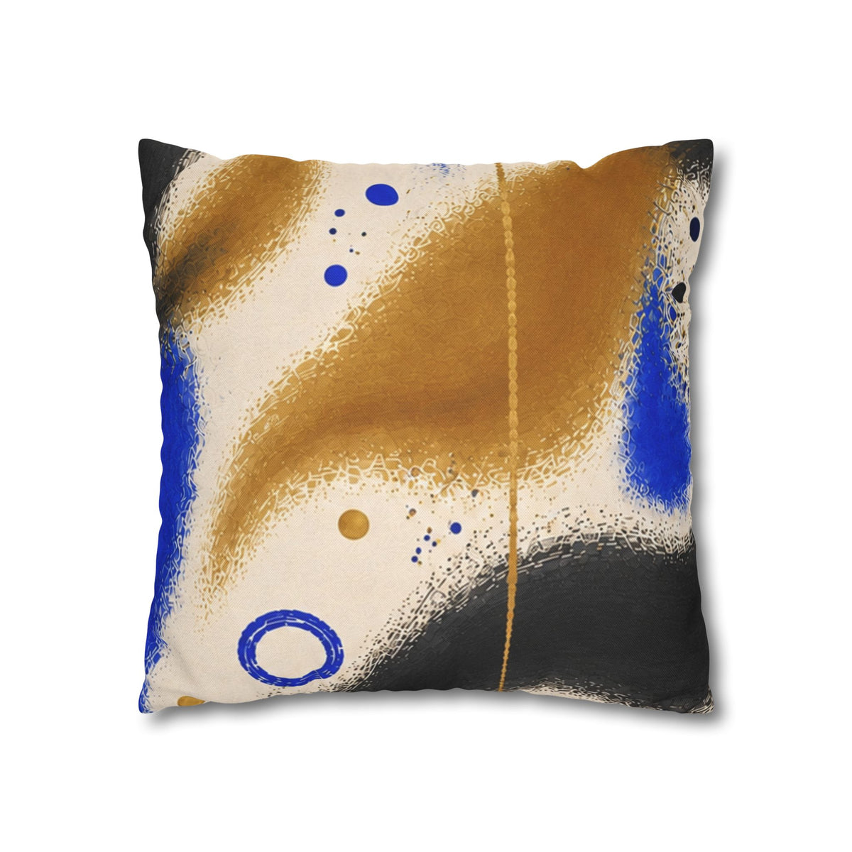 Abstract Blue & Gold Art Pillow - Modern Square Decorative Throw Pillowcase