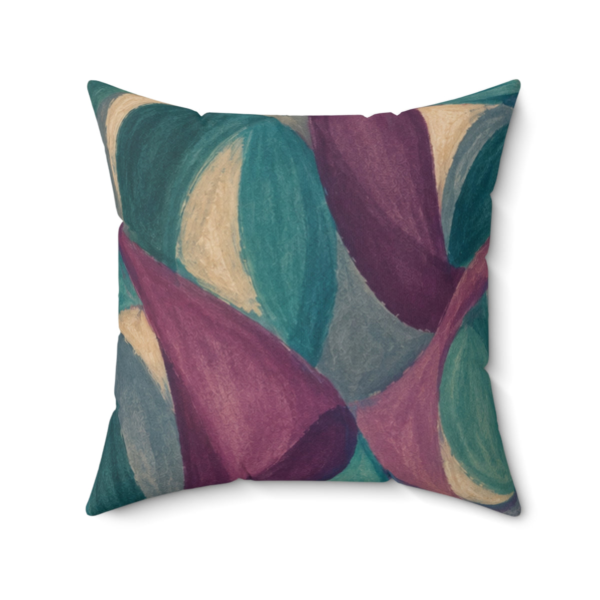 Abstract Teal & Plum Decorative Pillow — Modern Geometric Accent Cushion