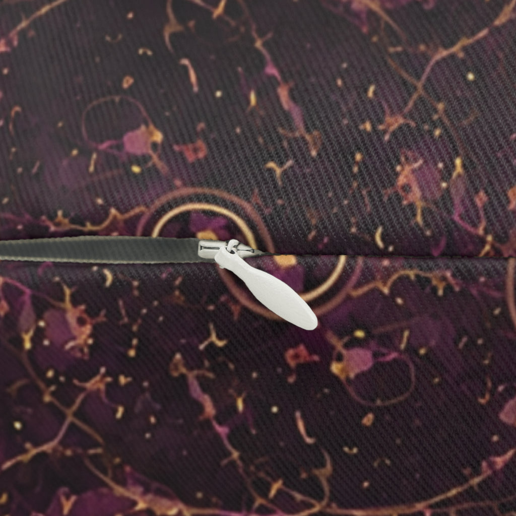 Galaxy Rose Lumbar Pillow — Pink & Burgundy Celestial Pattern