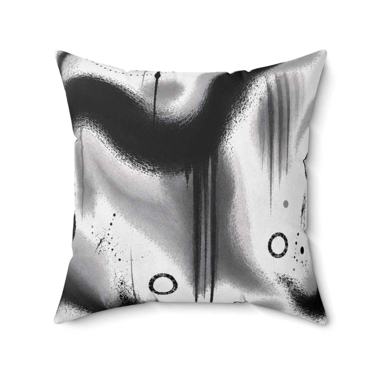 Abstract Black & White Spray Art Square Pillow — Modern Decorative Throw Pillow