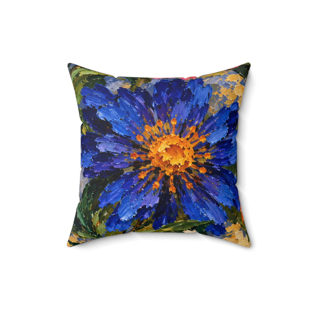 Bold Floral Art Pillow — Vibrant Painted Chrysanthemum Decorative Throw Pillow