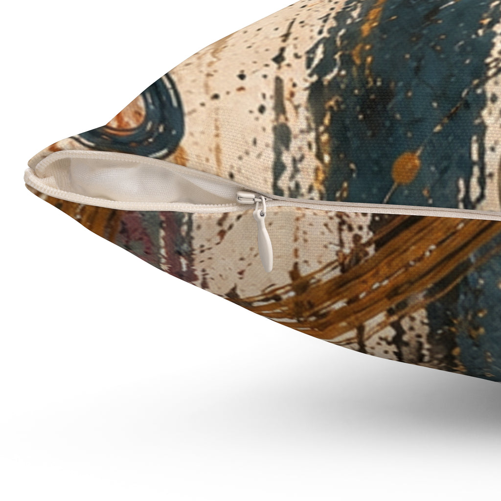 Abstract Rustic Swirl Decorative Pillow — Earth Tones Square Throw Pillow