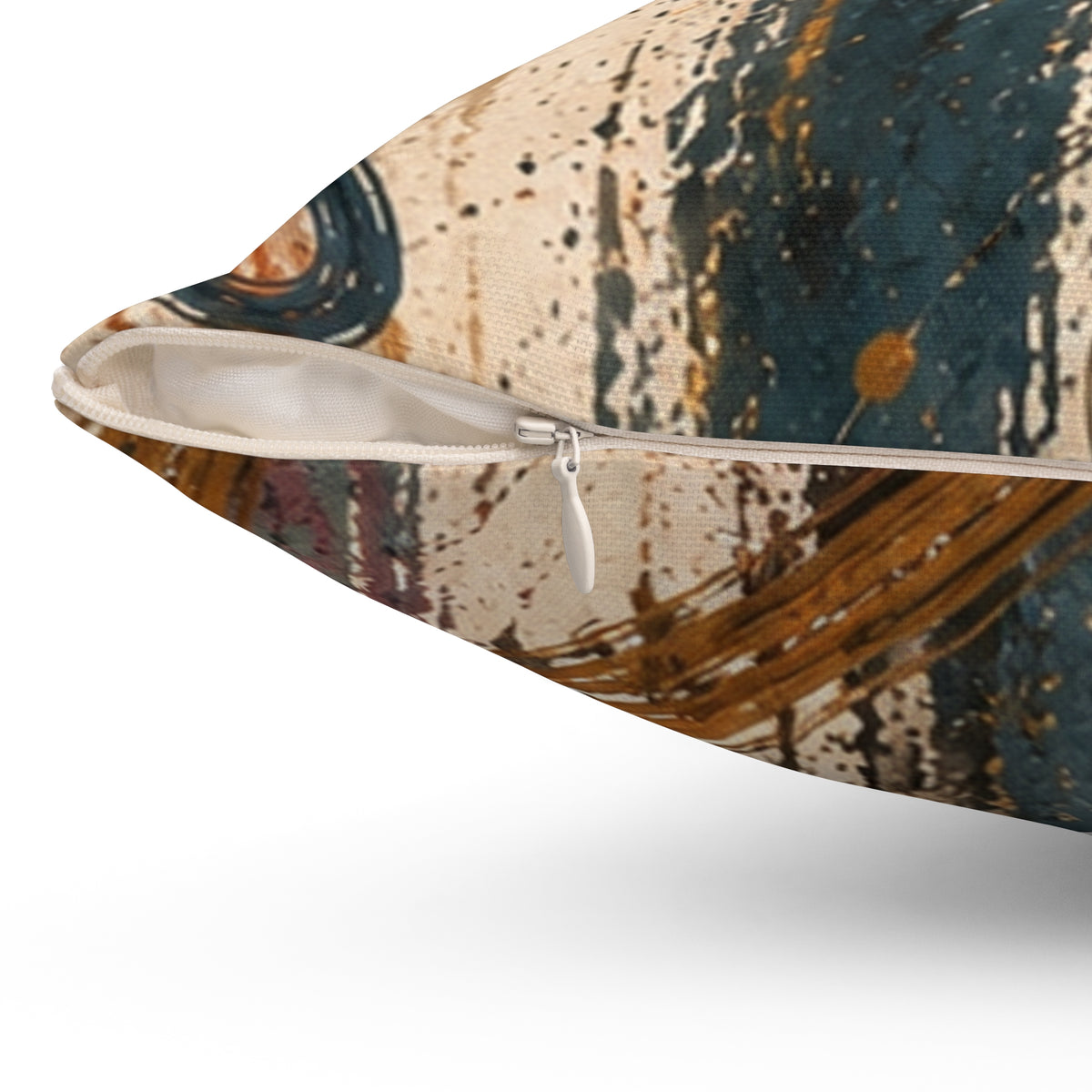 Abstract Rustic Swirl Decorative Pillow — Earth Tones Square Throw Pillow
