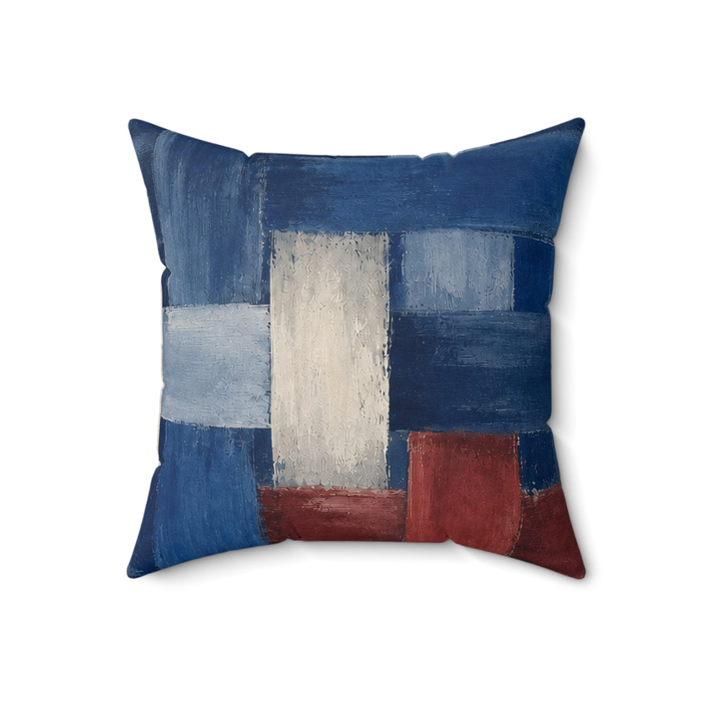 Abstract Blue Patchwork Decorative Pillow