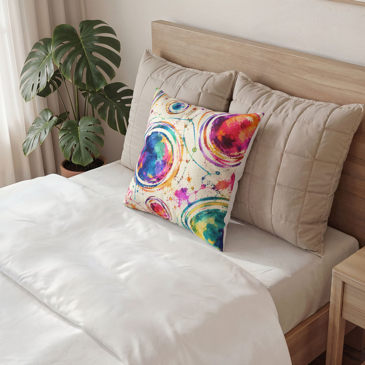 Colorful acrylic Circles Throw Pillow