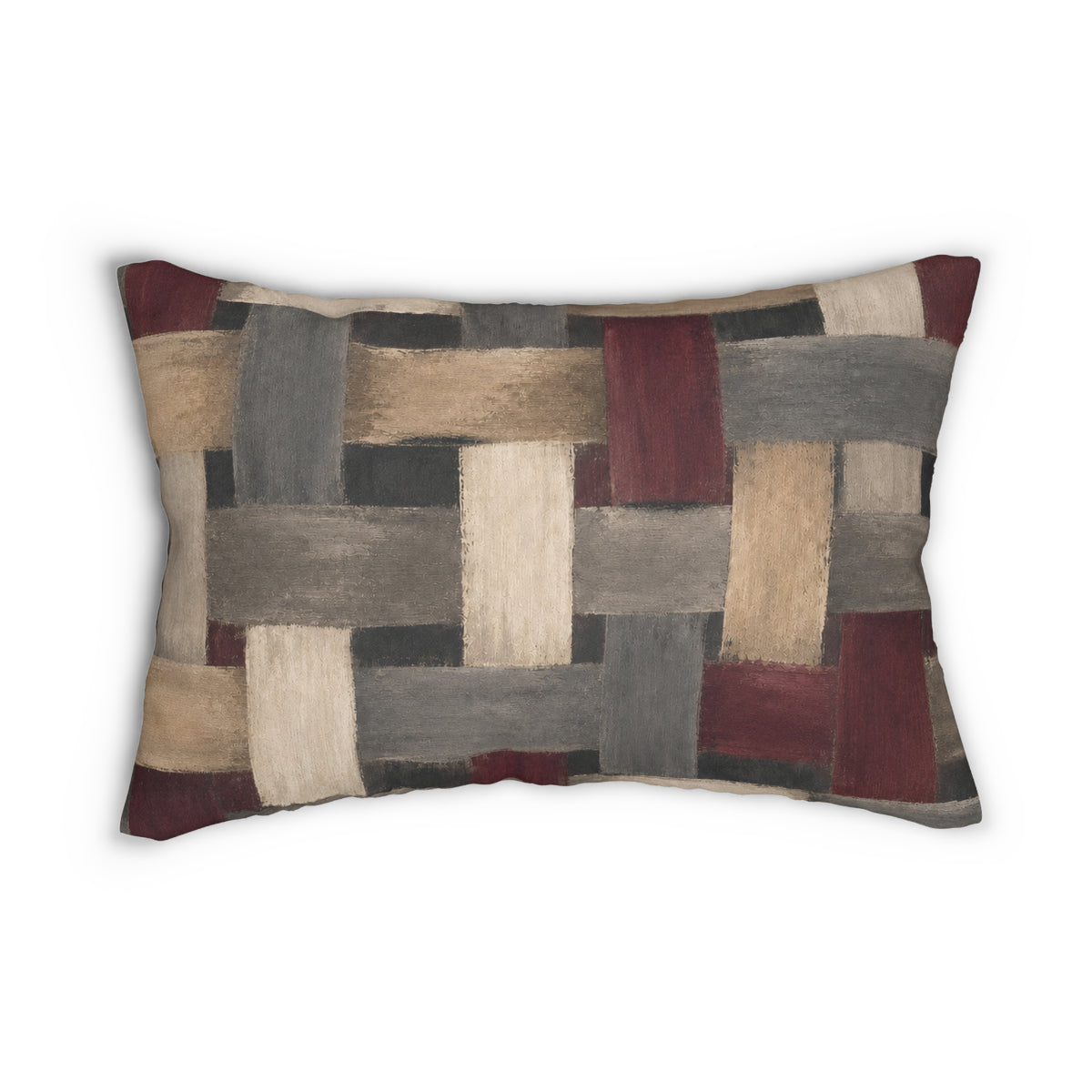 Woven Texture Lumbar Pillow — Rustic Basketweave Decorative Accent