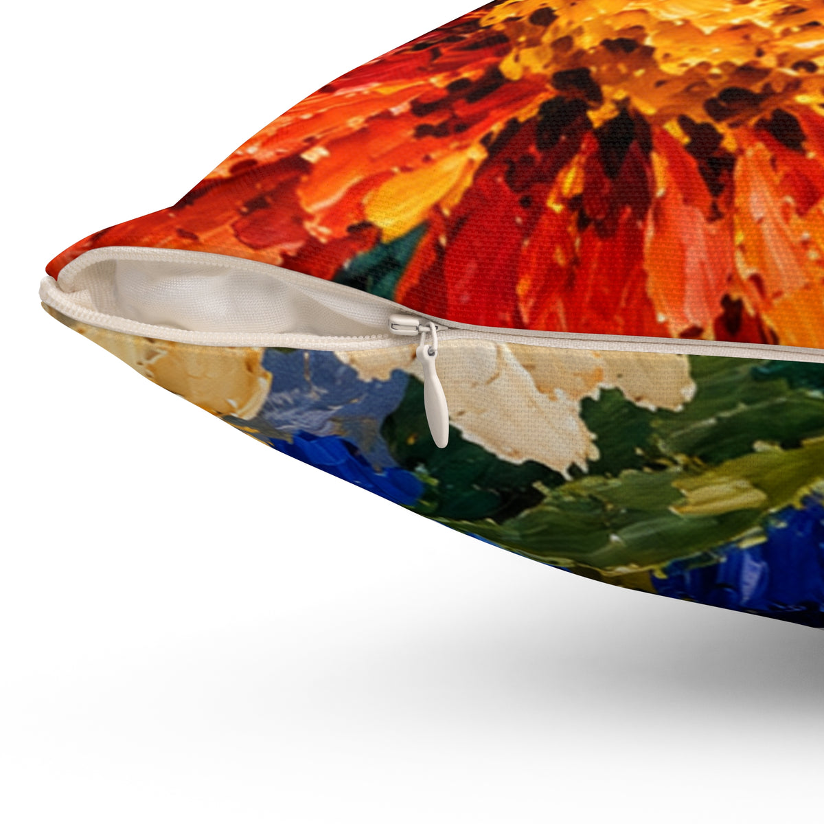 Bold Floral Art Pillow — Vibrant Painted Chrysanthemum Decorative Throw Pillow