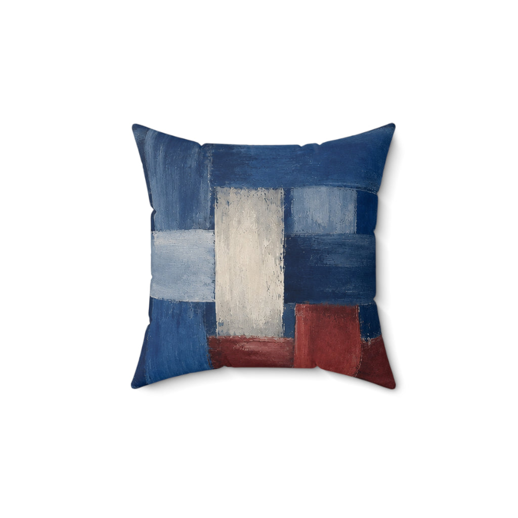 Abstract Blue Patchwork Decorative Pillow