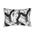 Abstract Black & White Lumbar Pillow — Monochrome Wave Accent Pillow