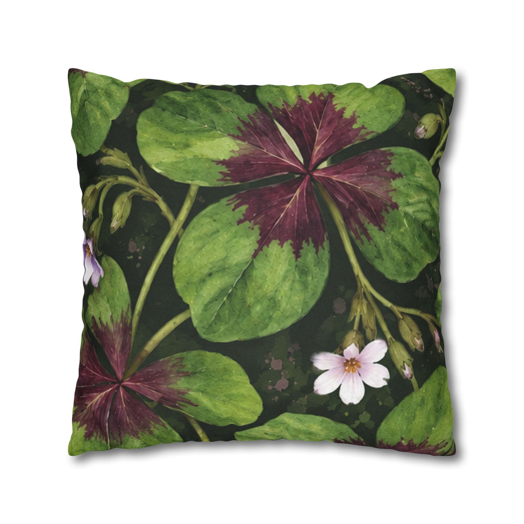 Lucky Four-Leaf Shamrock Pillowcase — Botanical Clover Cushion Cover