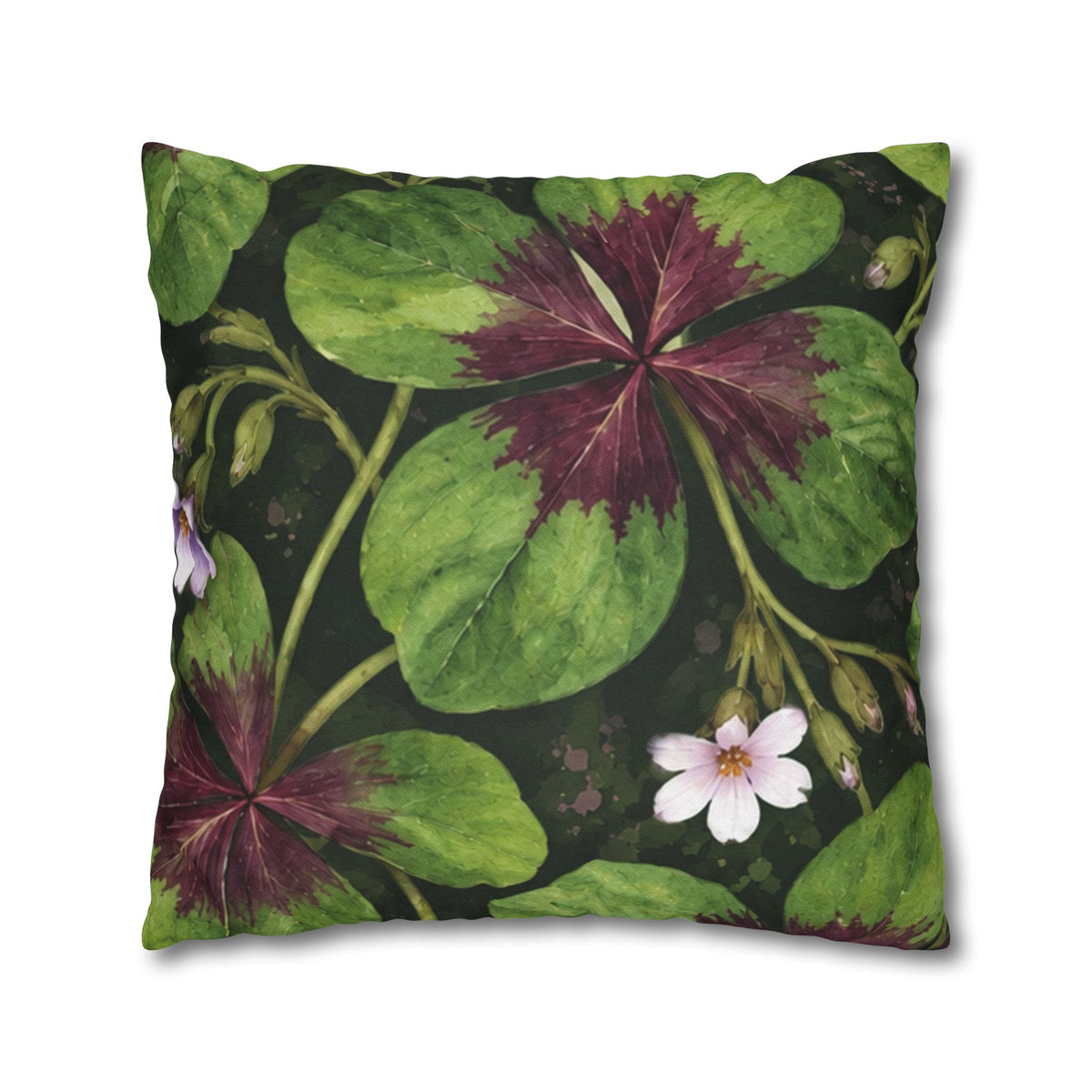 Lucky Four-Leaf Shamrock Pillowcase — Botanical Clover Cushion Cover