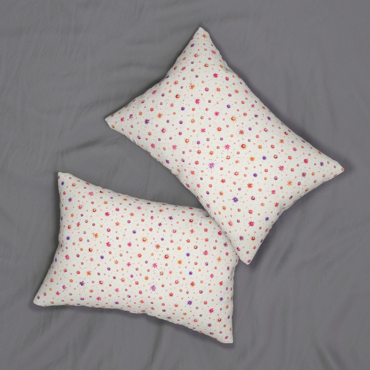 Floral Dot Lumbar Pillow — Pink & Coral Petite Flowers