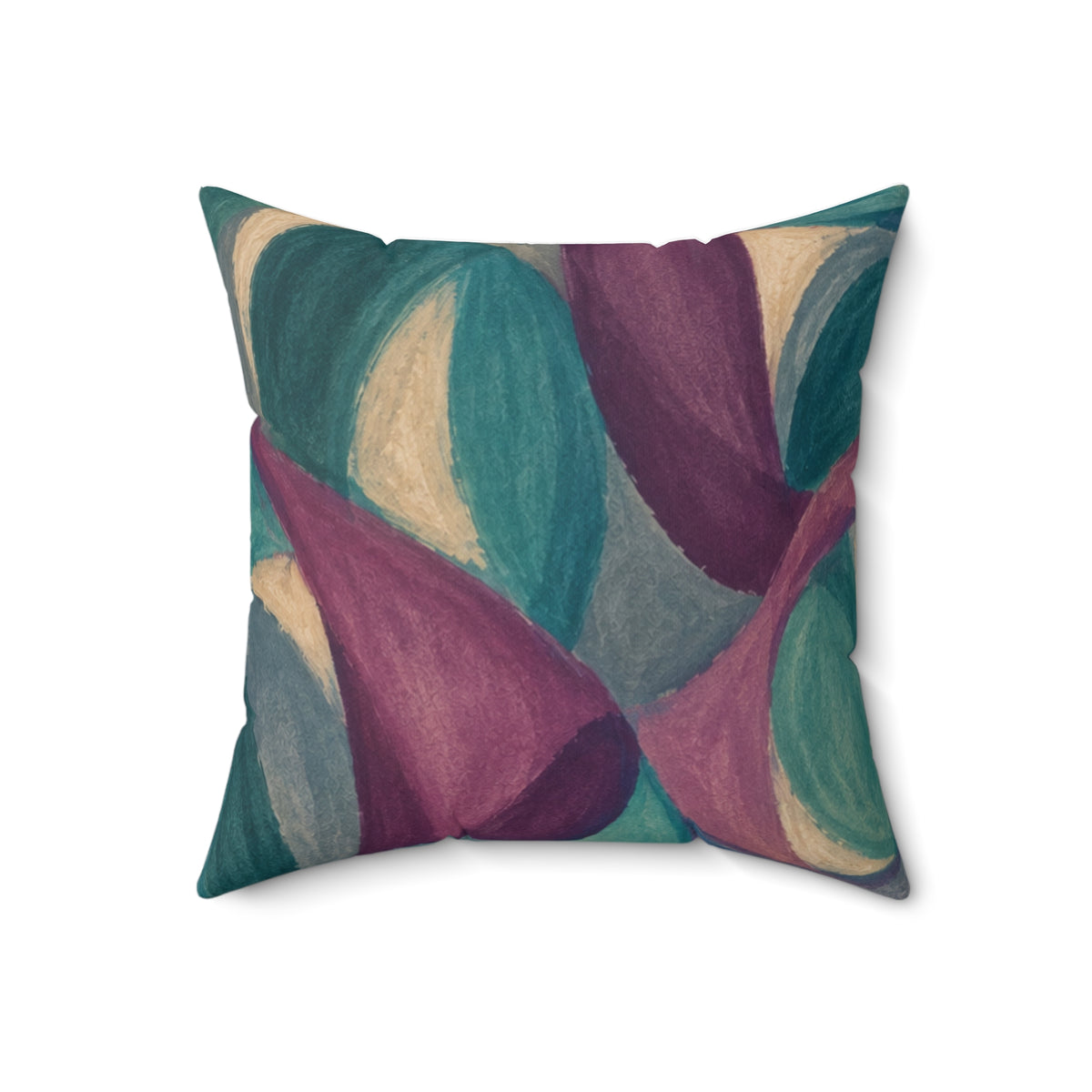Abstract Teal & Plum Decorative Pillow — Modern Geometric Accent Cushion