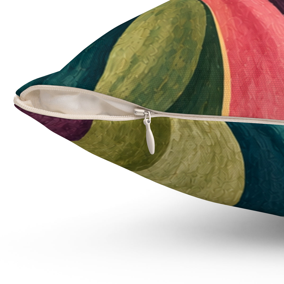 Abstract Floral Throw Pillow — Colorful Hand-Painted Swirl Design