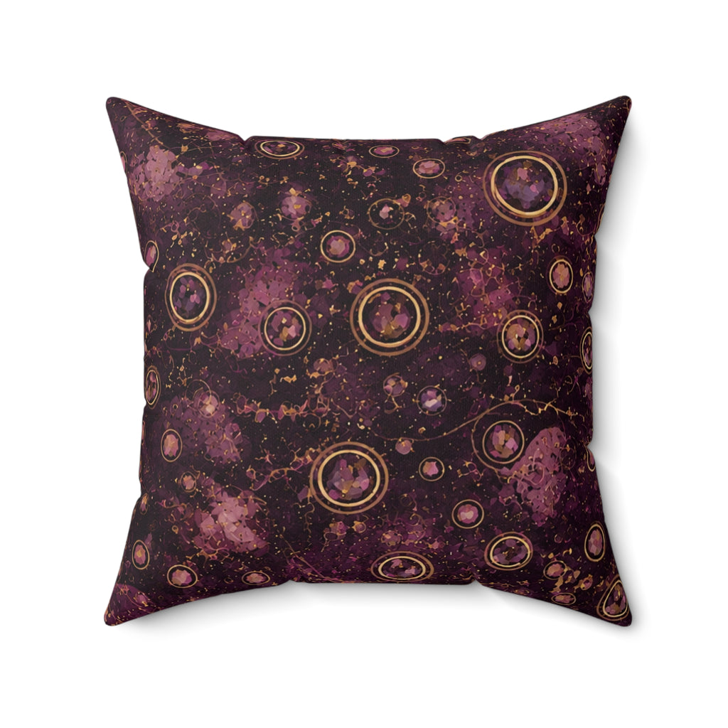 Galaxy Orbit Decorative Pillow — Purple Cosmic Pattern Square Throw Pillow
