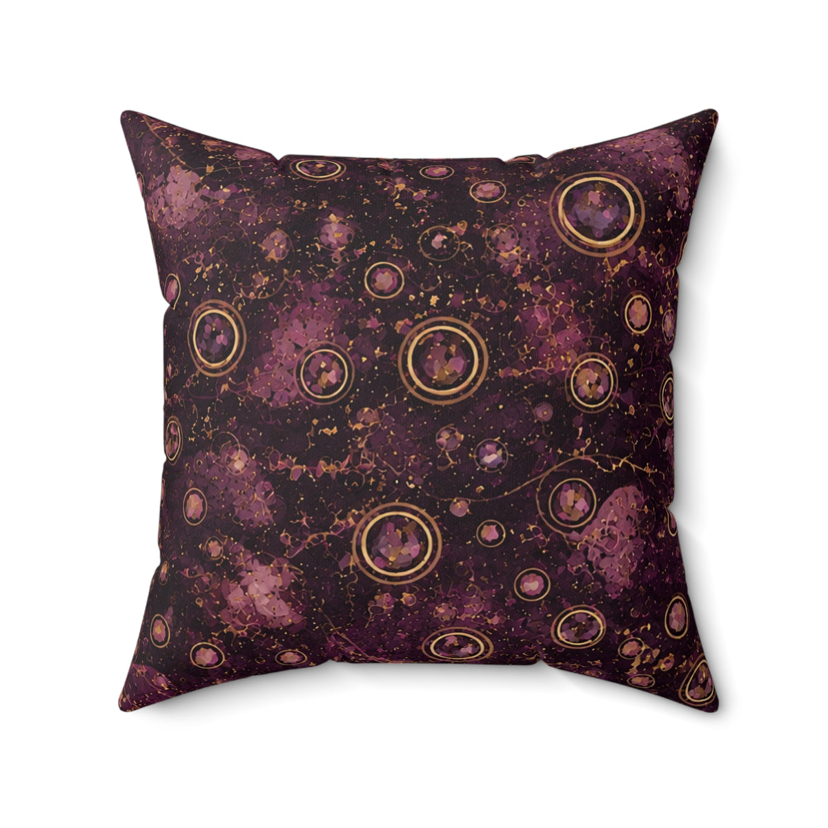 Galaxy Orbit Decorative Pillow — Purple Cosmic Pattern Square Throw Pillow
