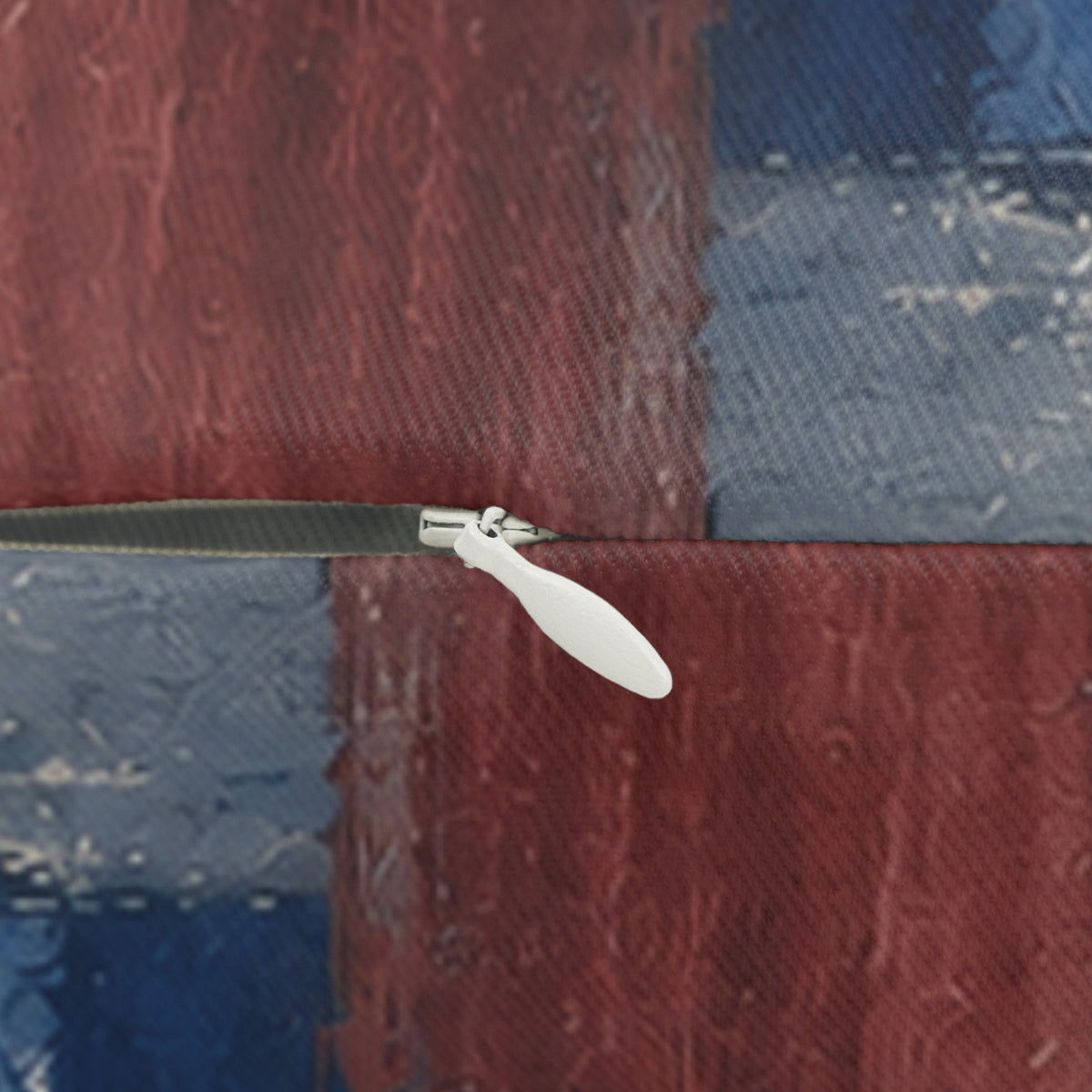 Woven Brushstroke Lumbar Pillow — Patriotic Blue Red Decorative Accent