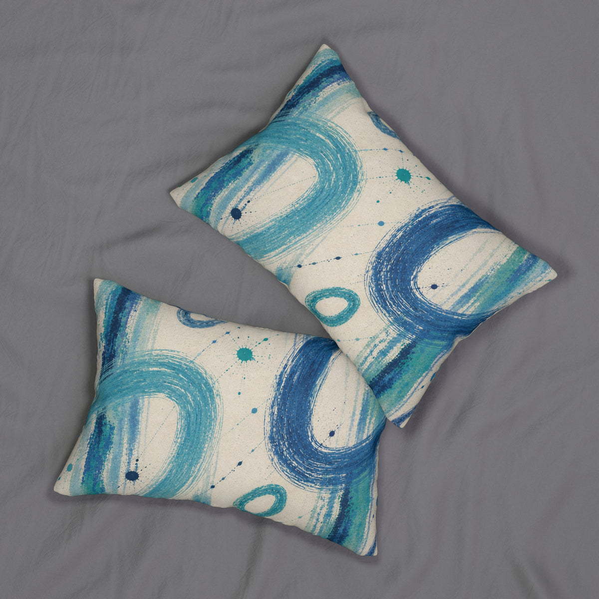 Blue Abstract Brushstroke Lumbar Pillow