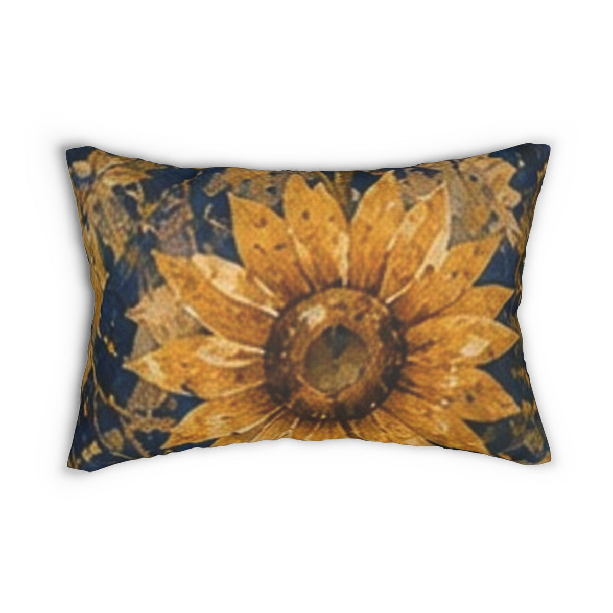 Sunflower Art Lumbar Pillow — Rustic Yellow Floral Accent