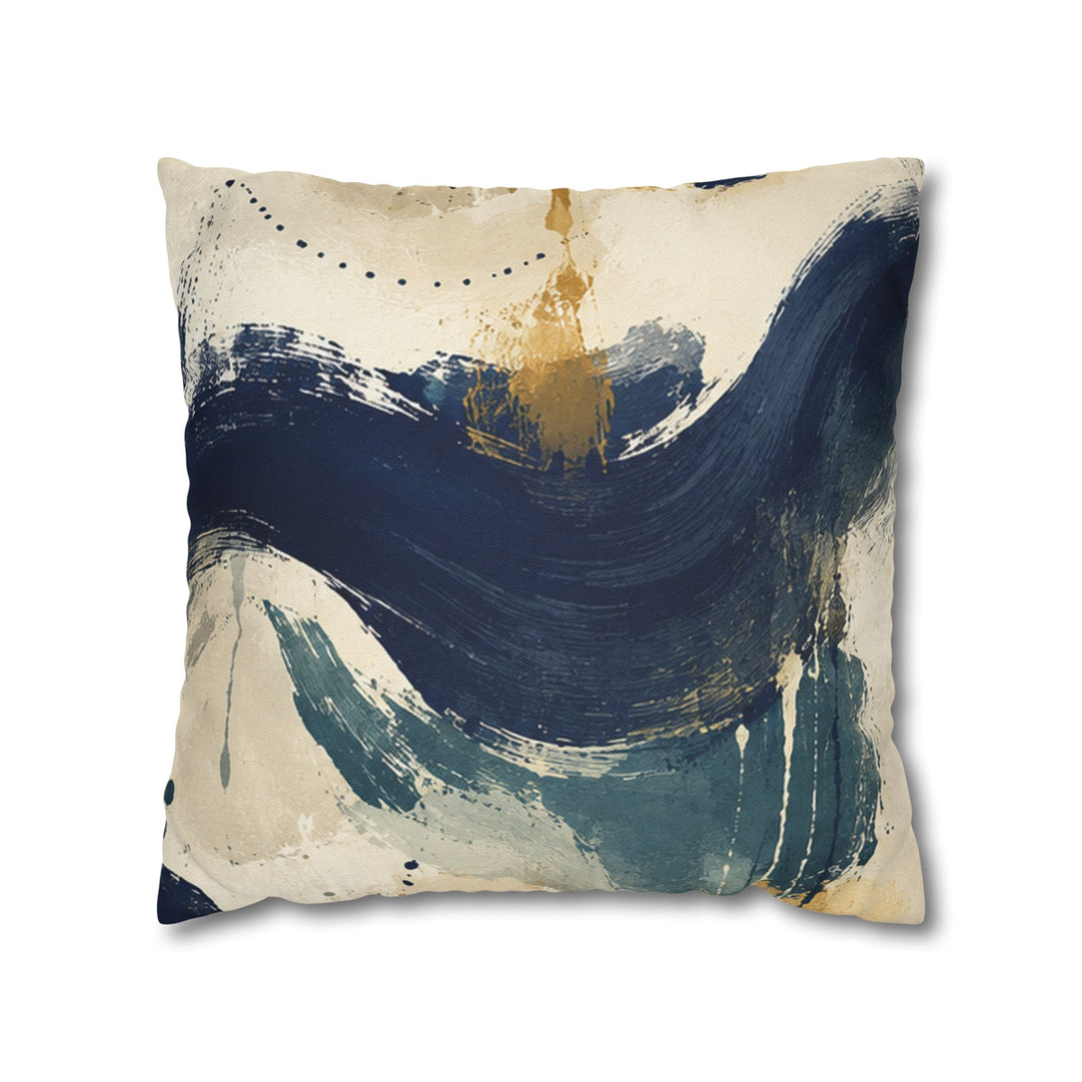 Abstract Navy Brushstroke Pillowcase — Modern Decorative Throw Pillow Cover