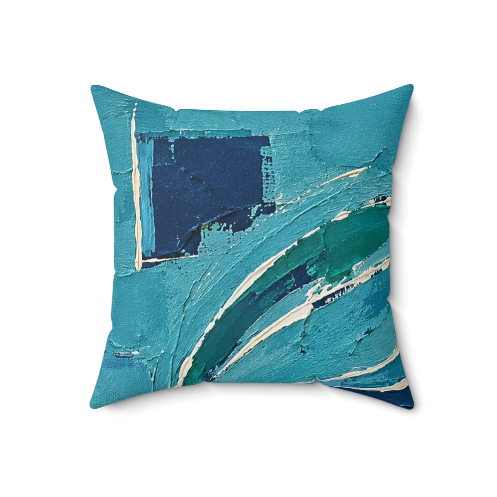 Blue and turquoise  abstract cushion -navy spiral Decorative throw pillow.