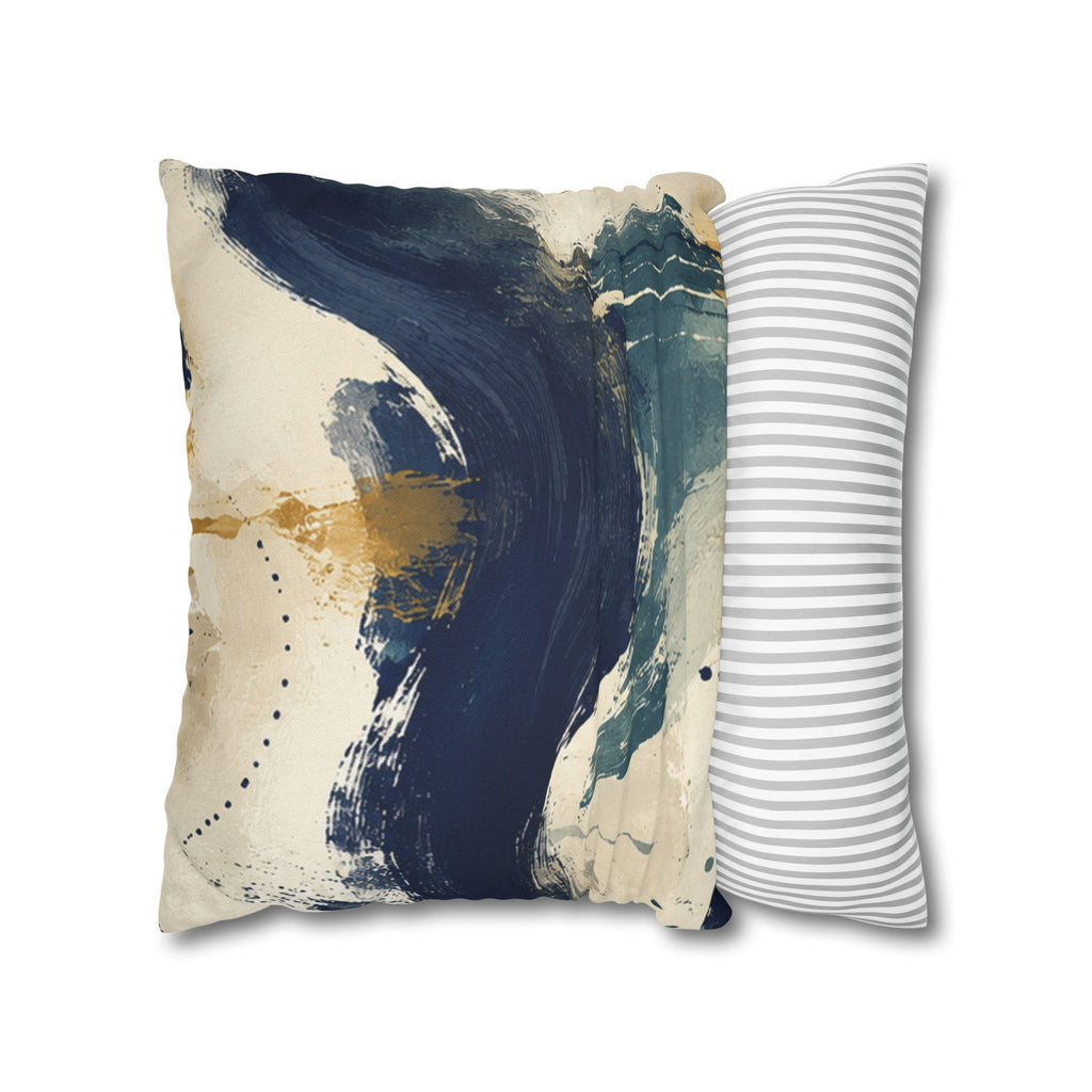 Abstract Navy Brushstroke Pillowcase — Modern Decorative Throw Pillow Cover