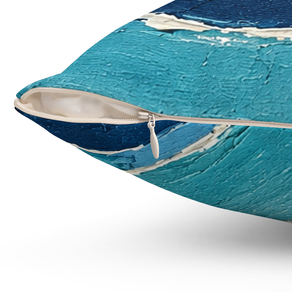 Blue and turquoise  abstract cushion -navy spiral Decorative throw pillow.