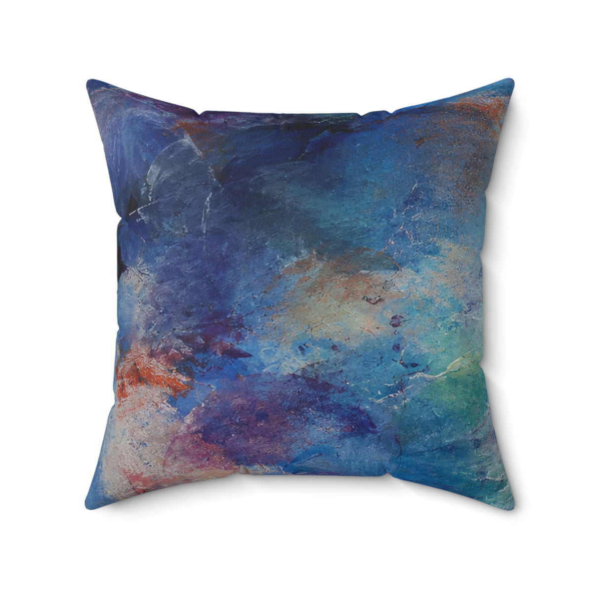 Abstract oceanic Square Pillow — Colorful Watercolor Accent Cushion