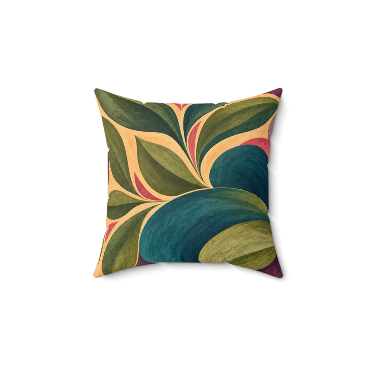 Abstract Floral Throw Pillow — Colorful Hand-Painted Swirl Design