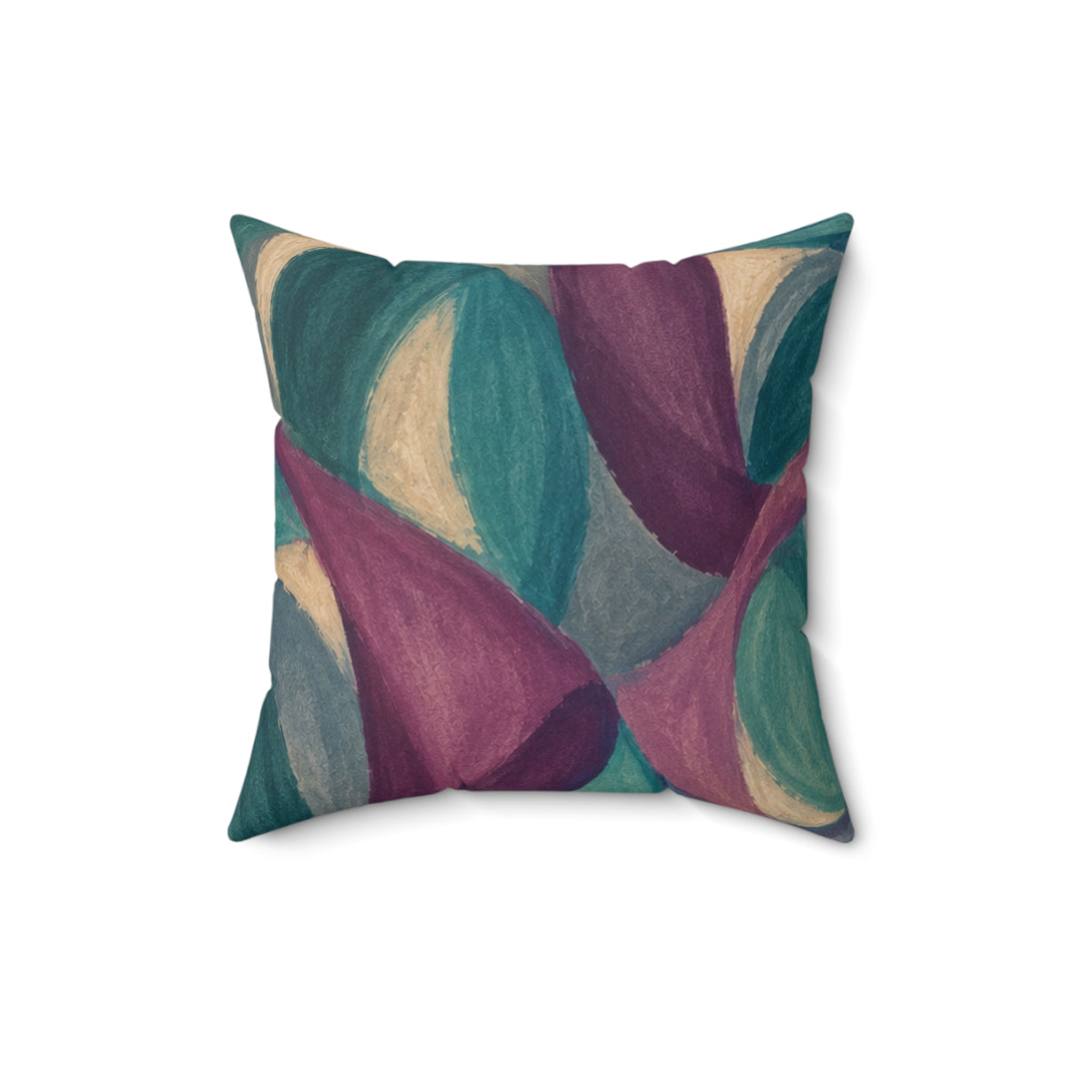Abstract Teal & Plum Decorative Pillow — Modern Geometric Accent Cushion