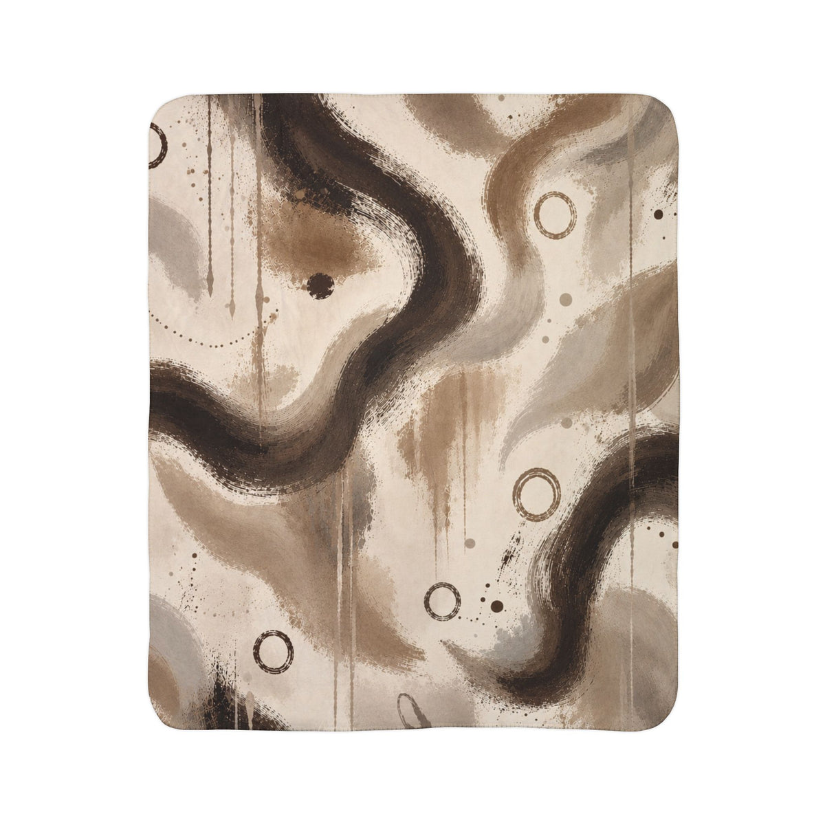 Abstract Earth-Tone Sherpa Blanket — Cozy Neutral Fleece Throw