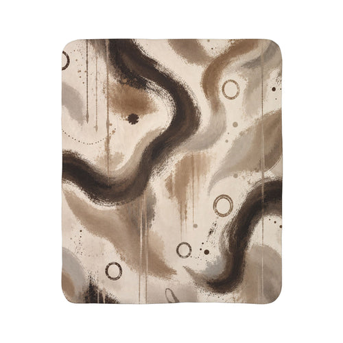 Abstract Earth-Tone Sherpa Blanket — Cozy Neutral Fleece Throw