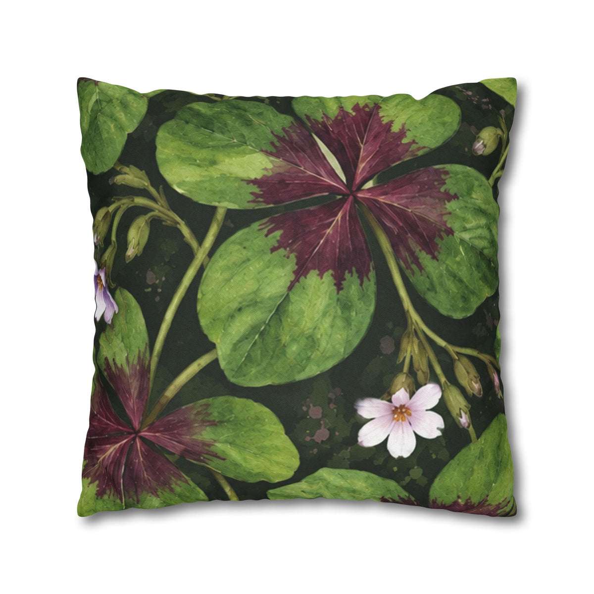 Lucky Four-Leaf Shamrock Pillowcase — Botanical Clover Cushion Cover