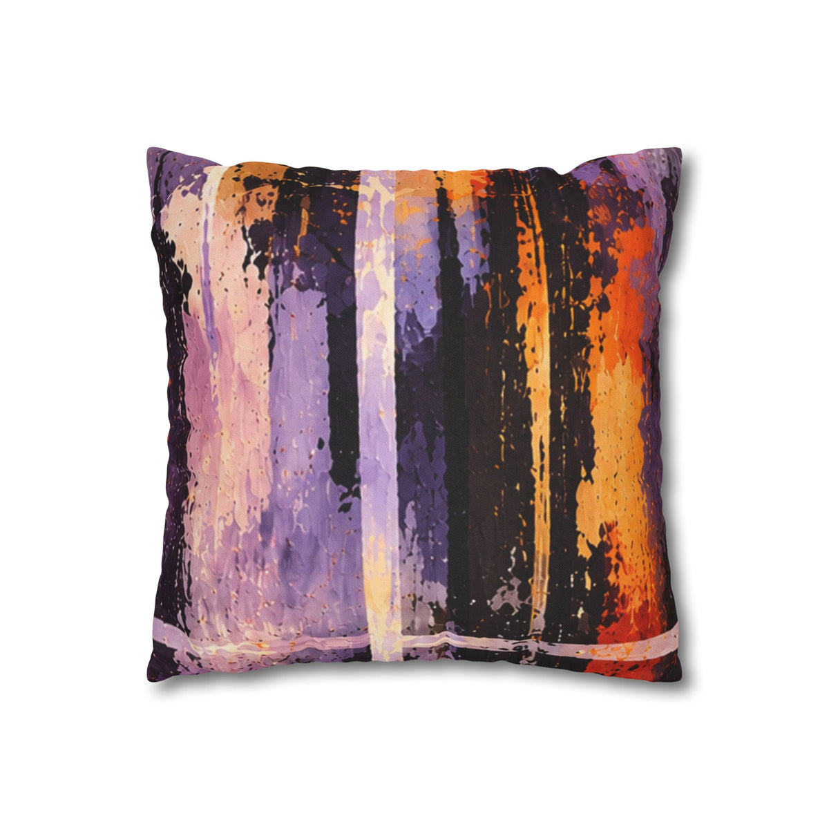 Abstract Night Stripe Pillowcase — Orange & Purple Modern Throw Pillow