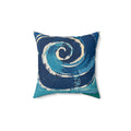 Blue and turquoise  abstract cushion -navy spiral Decorative throw pillow.